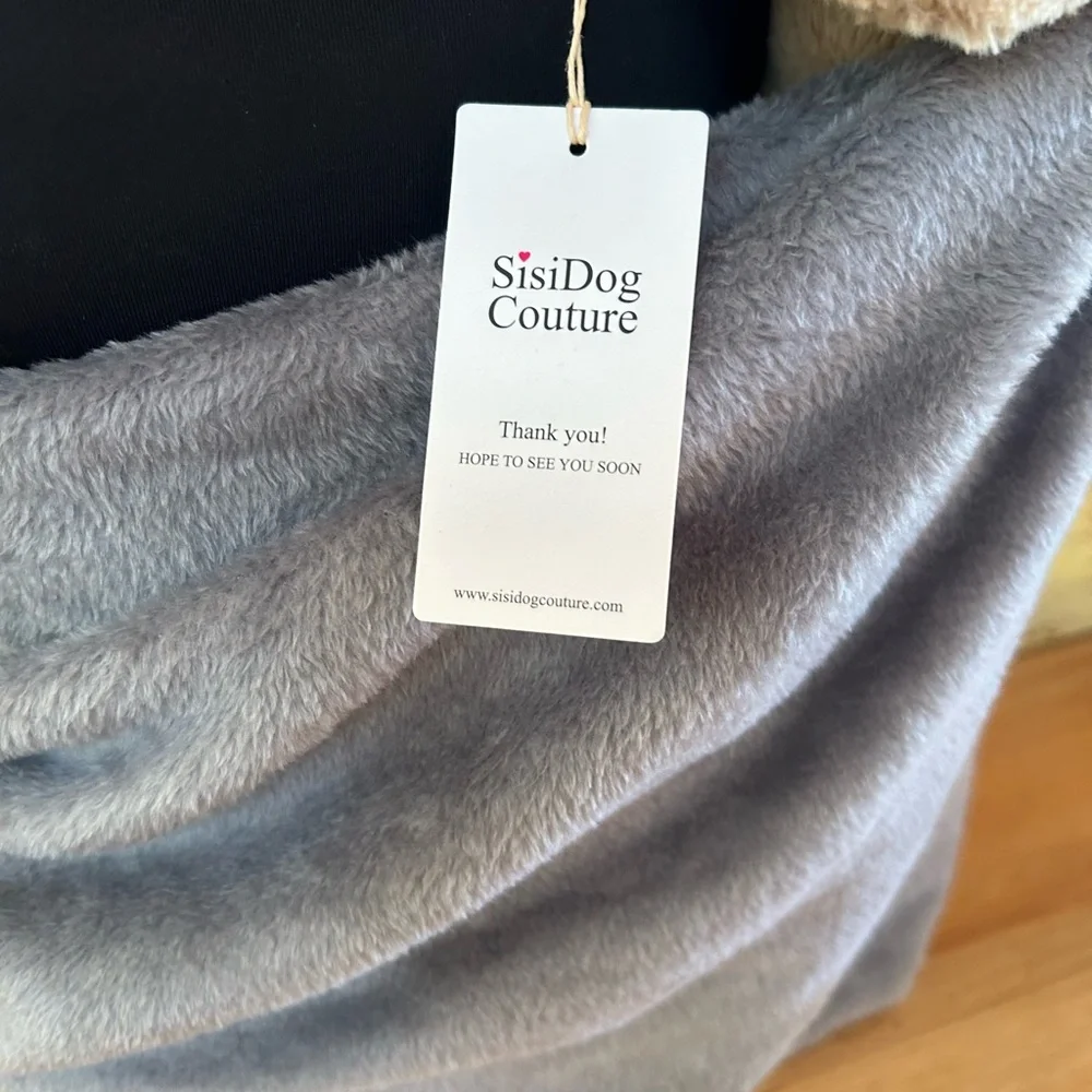 NWT- Gray Plush Dog Shoulder Sling